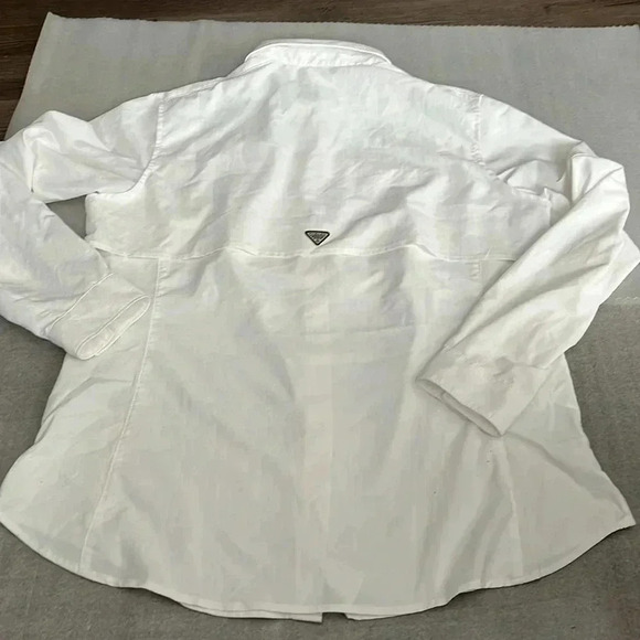 [L]Columbia PFG Omni Shield Blood N  Nuts White L/S Shirt - Picture 8 of 10